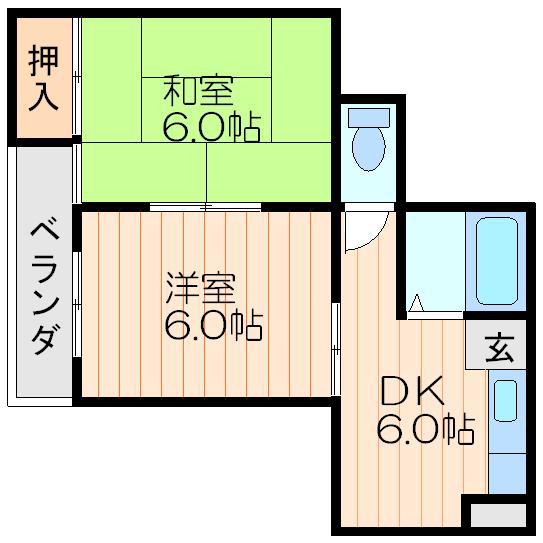 秀和第2ハイツ(2DK/2階)の間取り写真