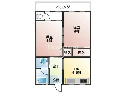 リベルテAWA(2DK/2階)の間取り写真