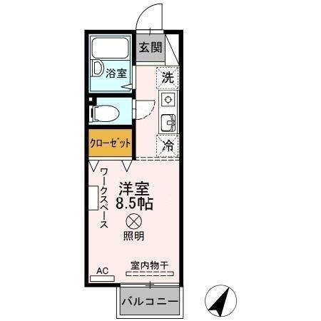 サンハイツASA(ワンルーム/2階)の間取り写真