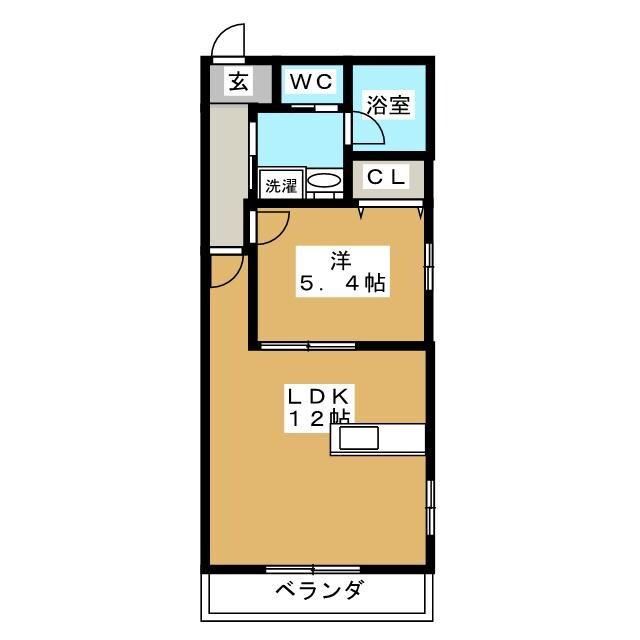 ラ・ベルヴィ(1LDK/1階)の間取り写真
