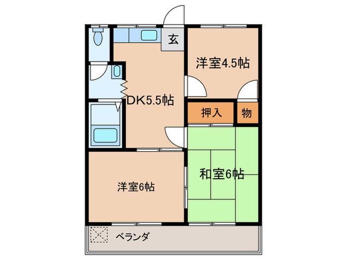 ハイツハピネス(3DK/2階)の間取り写真