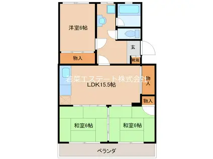 エスぺランクレール長門石(3LDK/1階)の間取り写真