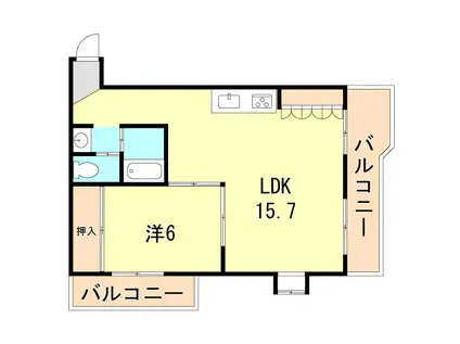 甲南野崎ハイム(1LDK/3階)の間取り写真