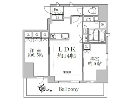 レーベン東川口GRANDEST(2LDK/15階)の間取り写真
