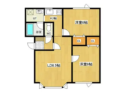 ハッピー96II(2LDK/1階)の間取り写真