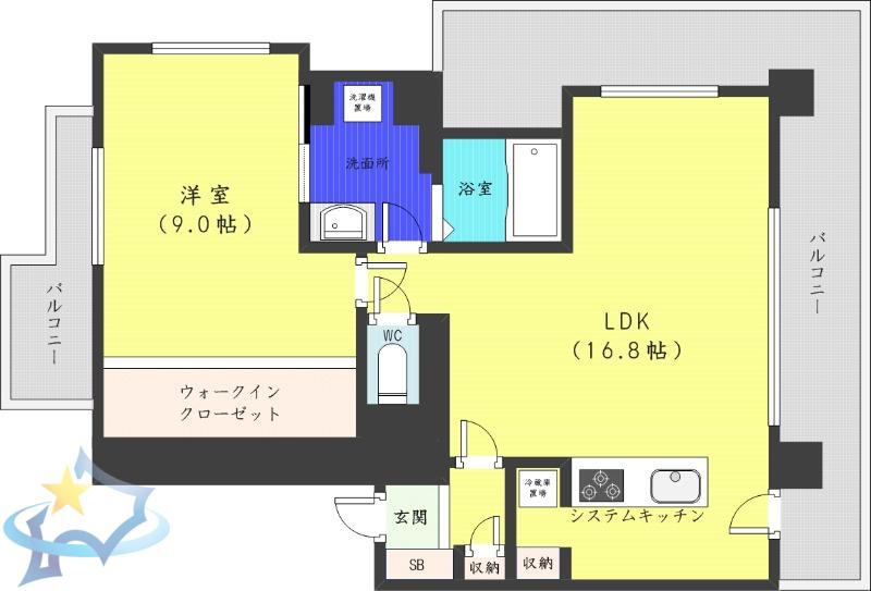SAPPORO ATSUMARU RESIDENCE(1LDK/9階)の間取り写真