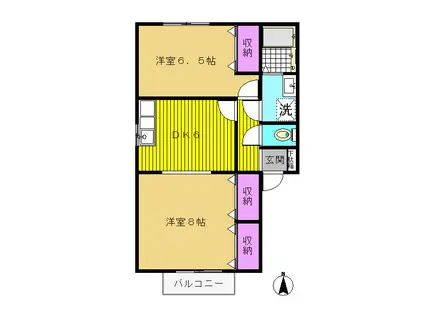 シャトラン駅家F(2DK/2階)の間取り写真