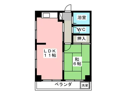 ハイツ永塚(1LDK/2階)の間取り写真