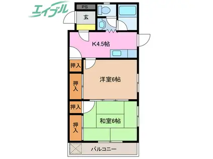 アクアビット(2DK/2階)の間取り写真