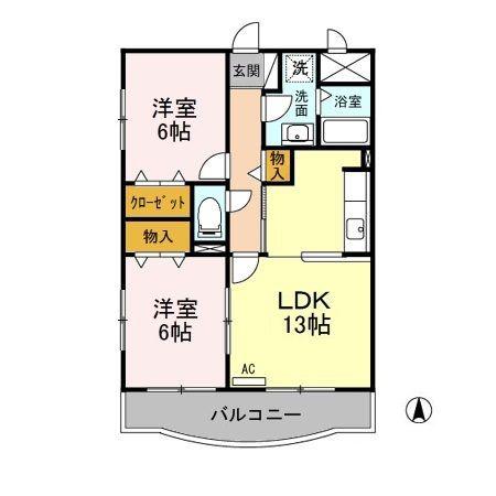 メルヴェイユ(2LDK/1階)の間取り写真