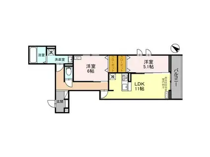 アリエッタII(2LDK/1階)の間取り写真