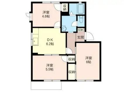 アルカサルII(3DK/1階)の間取り写真