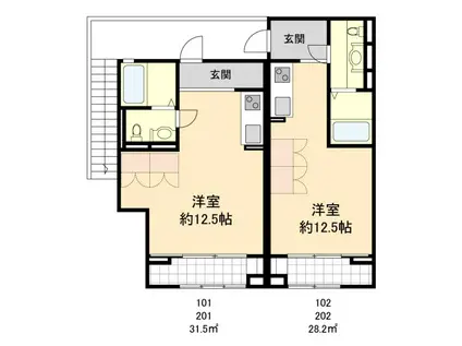 エスポワール1番館-(ワンルーム/1階)の間取り写真