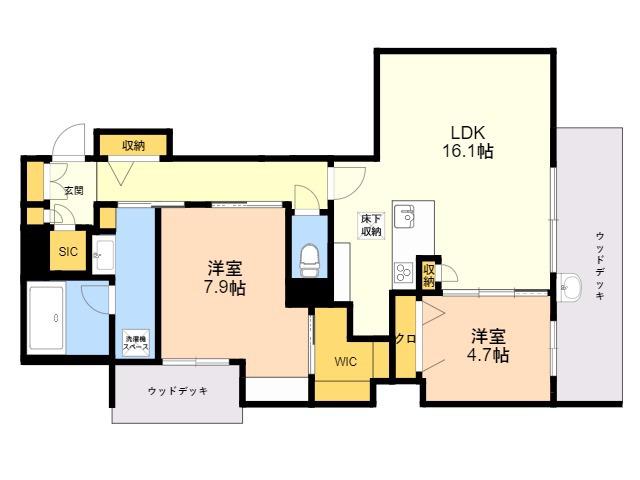 GRAND BLEU DE SASAOKA(2LDK/1階)の間取り写真