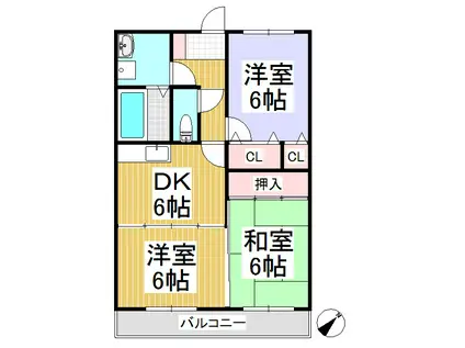 マンション スカイヒルズ(3DK/2階)の間取り写真