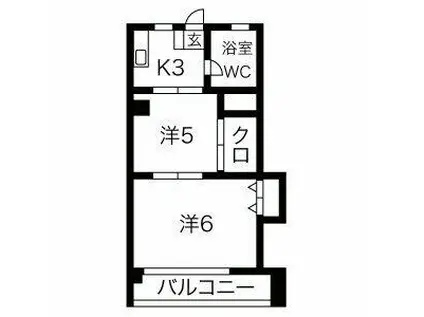 鶴マンション(2K/1階)の間取り写真