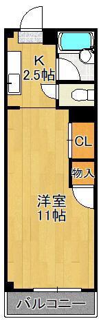 末廣ハイツ(1K/4階)の間取り写真