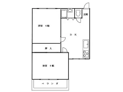 クレーン奥山(2DK/3階)の間取り写真