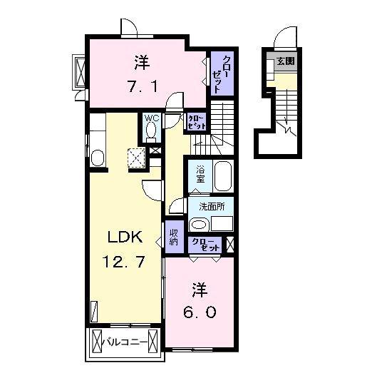 フレールII(2LDK/2階)の間取り写真