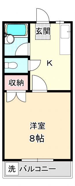 FORTUNA S棟(1K/2階)の間取り写真