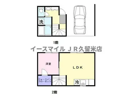 GARAGE HOUSE LA DICE(1LDK/1階)の間取り写真