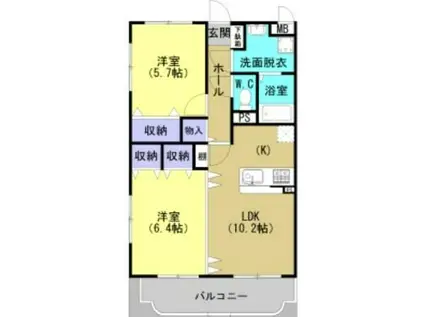 プリムヴェールD棟(2LDK/3階)の間取り写真