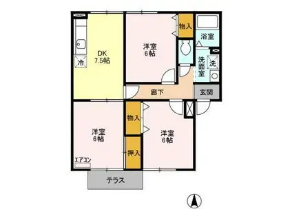 パセオみずほ台 IIAB(3DK/1階)の間取り写真