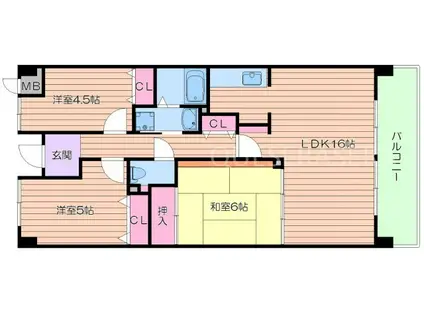 シャトレ千里(3LDK/3階)の間取り写真