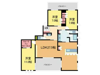 メゾン御影郡家之杜(3LDK/3階)の間取り写真