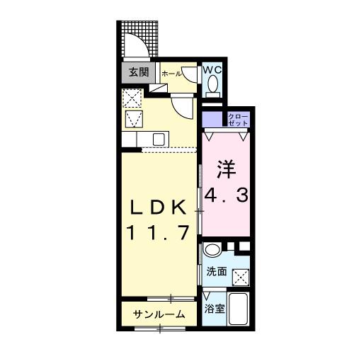 CASA VERDE(1LDK/1階)の間取り写真