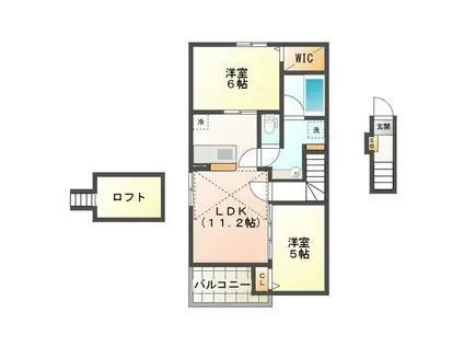 セントラル ビスタ 半田 II(2LDK/2階)の間取り写真
