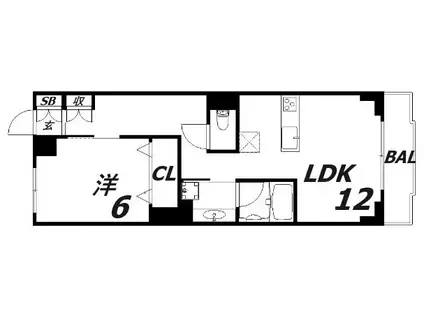 レジデンス北野(1LDK/3階)の間取り写真