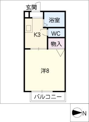 第2グランドール E棟(1K/2階)の間取り写真