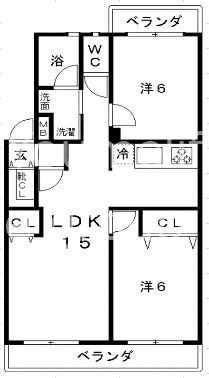 エクセルコート(2LDK/2階)の間取り写真