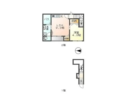 ROSA(1LDK/2階)の間取り写真