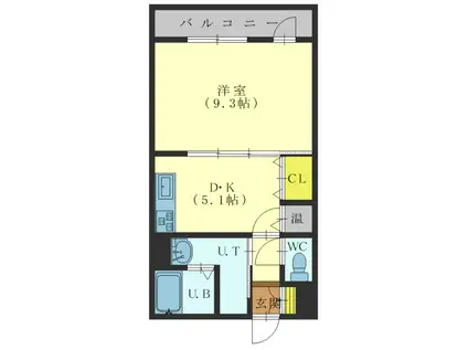 クラスター ラ ティア(1DK/2階)の間取り写真