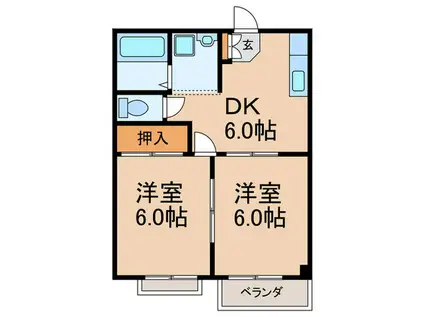 タウニ-TOYOSATO(2DK/3階)の間取り写真