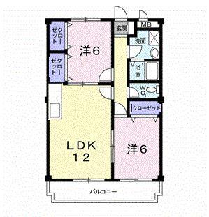 パレスピュアII(2LDK/2階)の間取り写真