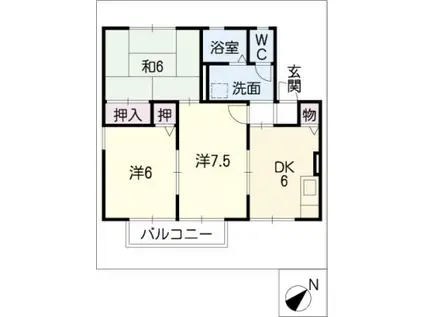 セジュール南松原(3DK/2階)の間取り写真