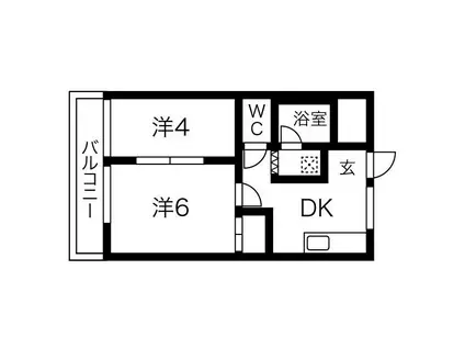 コーポKAWAHARA(2DK/5階)の間取り写真