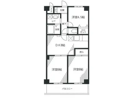ふじみつるビル(2LDK/2階)の間取り写真