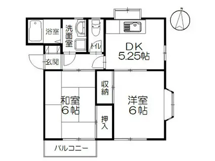 ハイツベルマーレIII(2DK/2階)の間取り写真