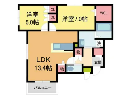メゾン甲子園口(2LDK/3階)の間取り写真
