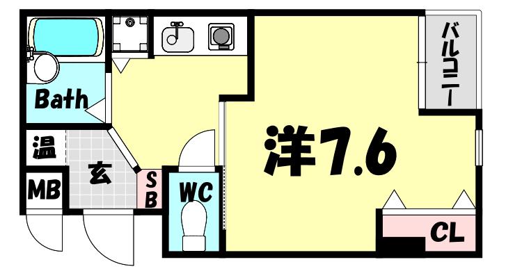 PRESSANCE神戸メリケンパーク前(1K/6階)の間取り写真