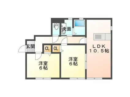 ヴィラステージA(2LDK/1階)の間取り写真
