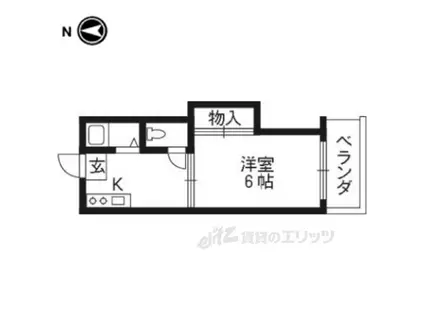 洛水ハイツ(1K/2階)の間取り写真