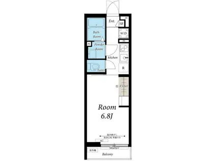 リブリ・西御幸(1K/3階)の間取り写真