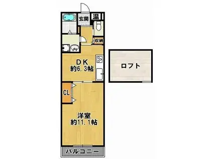 スマイルI番館(1DK/3階)の間取り写真