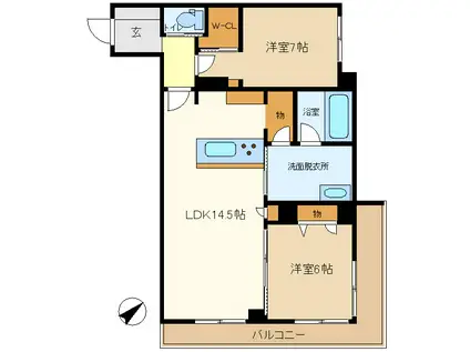 ドエルアーバンII(2LDK/3階)の間取り写真