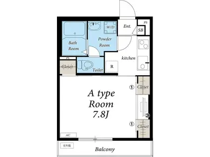 リブリ・カリーノ(1K/1階)の間取り写真